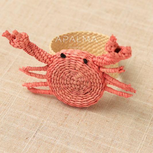 Crab Napkin Ring , Set of 4 - Handwoven for coastal table decor