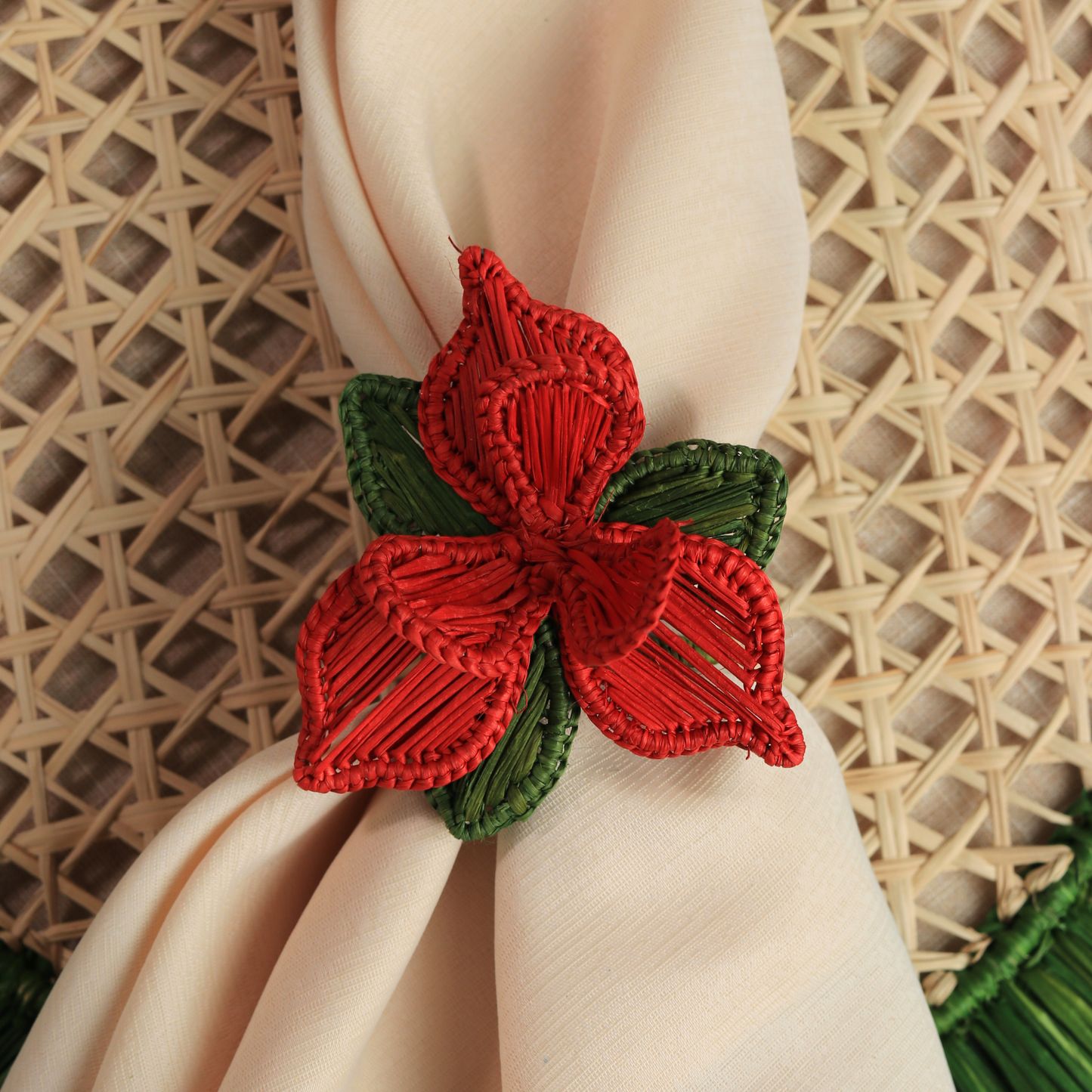 Xmas Orchid Napkin Ring - Made of Iraca Palm