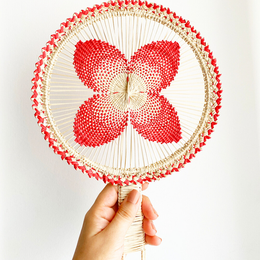 Handmade Iraca Palm - Orchid Handfan