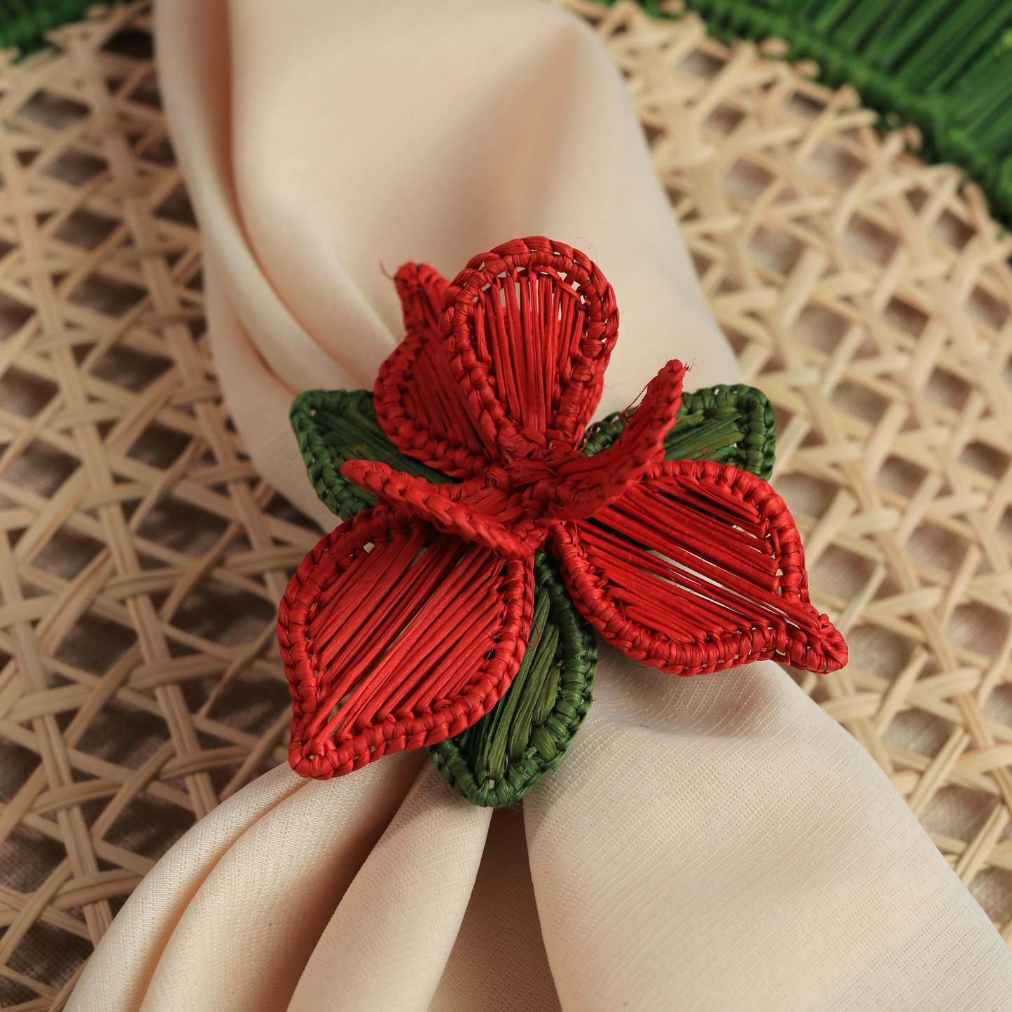 Xmas Orchid Napkin Ring - Made of Iraca Palm