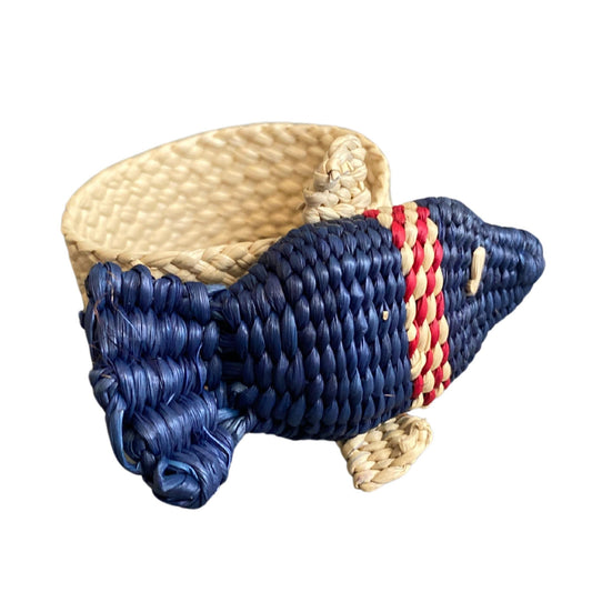 Nautical Fish Navy Blue Napkin Ring - Sold by Set