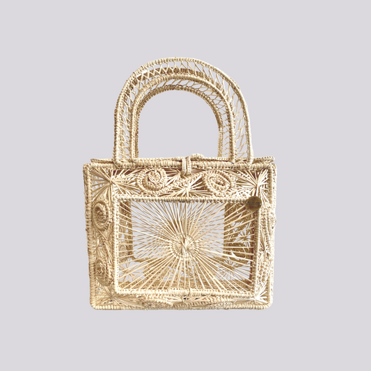 Straw Bag - Hand Woven Iraca Palm Bag, Top Handle Purse - Sandra Bag