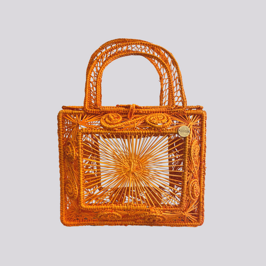 Straw Bag - Hand Woven Iraca Palm Bag, Top Handle Purse - Sandra Bag