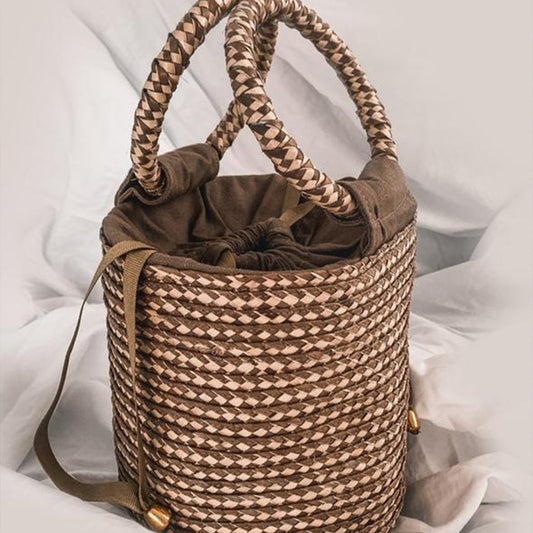 Basket Palm Bag - Straw Bag - Handbag Iraca Palm, Top Handle Purse