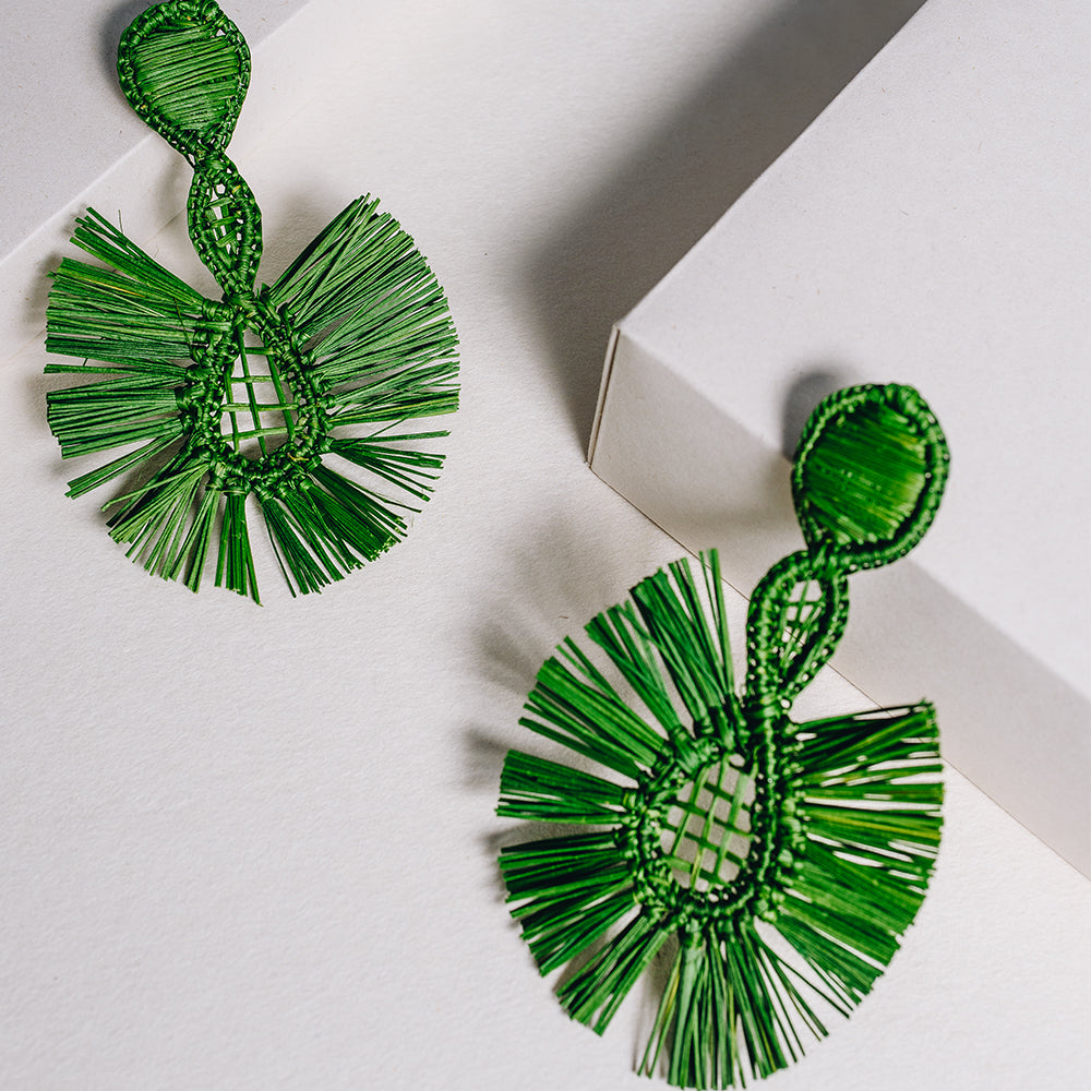 Handmade Iraca Palm Earrings - Sea Green Earrings
