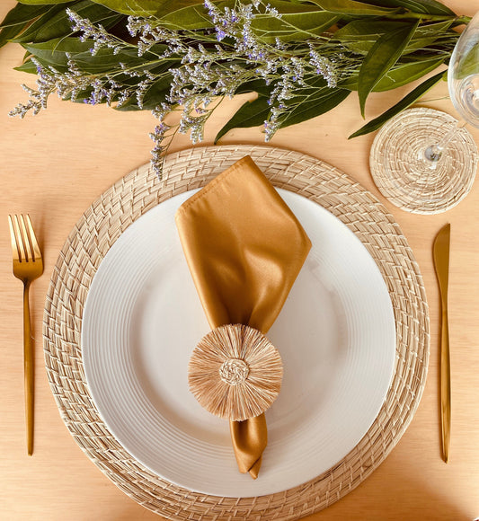 Sunflower Napkin Ring - Iraca Palm, 100% handmade napkin holder for table decor
