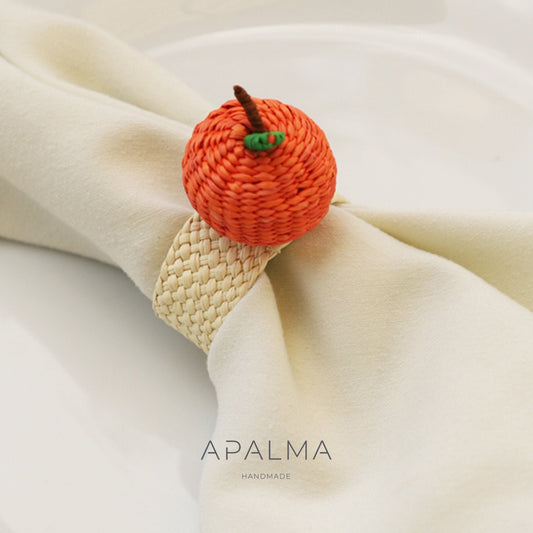 Pumpkin Napkin Ring made of iraca palm - Fall Tabletop Decor