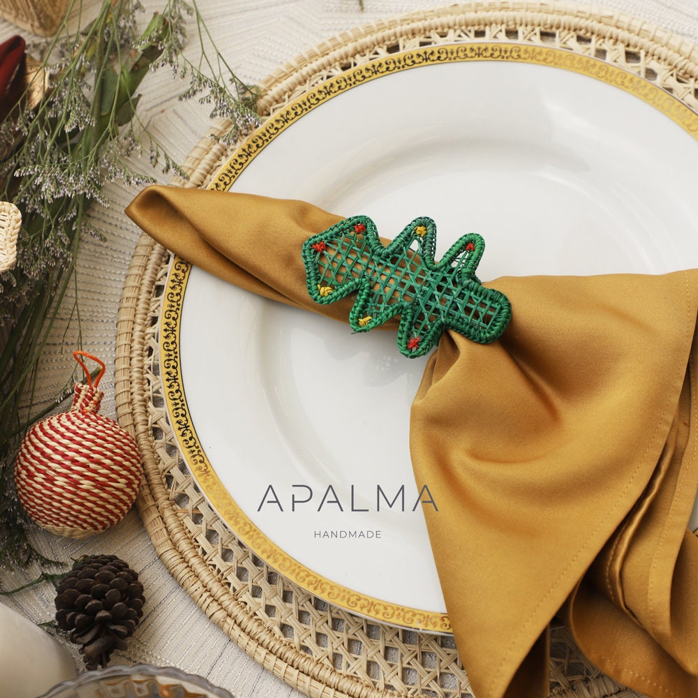 Christmas Napkin Rings - Reindeer, Holly Berry, Christmas Tree - For Holiday's Table Decor