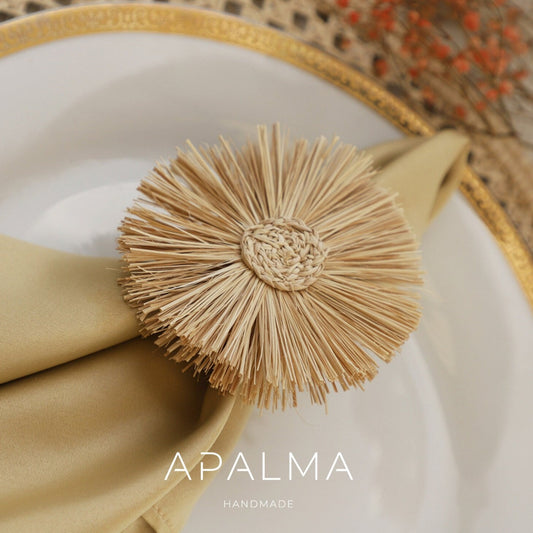 Sunflower Napkin Ring - Iraca Palm, 100% handmade napkin holder for table decor