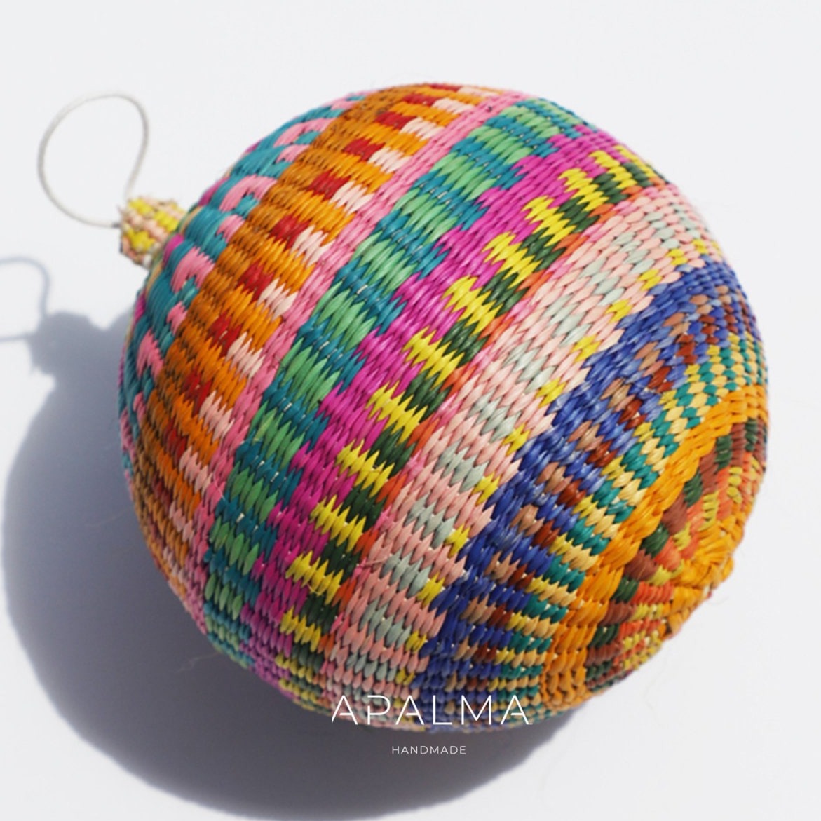 Christmas Balls / Ornaments Bright Colors- Handmade in Iraca Palm , 3" Diameter