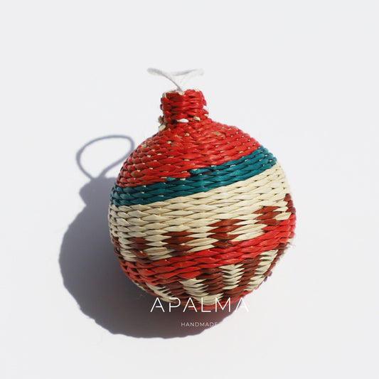 Red and Green Christmas Balls / Ornaments - Handmade in Iraca Palm , Different Sizes