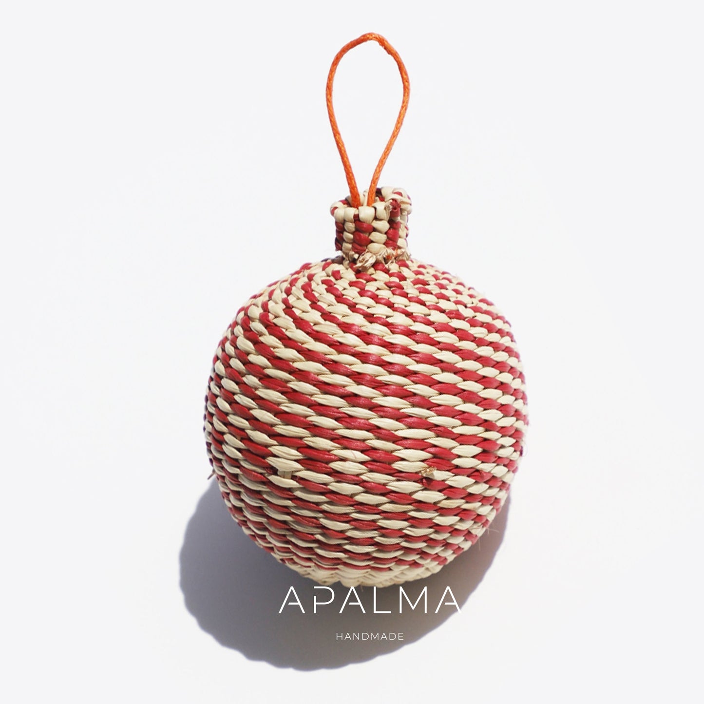 Red and Beige Christmas Balls / Ornaments - Handmade in Iraca Palm , Different Sizes