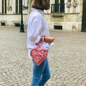 pink heart shaped bag louis